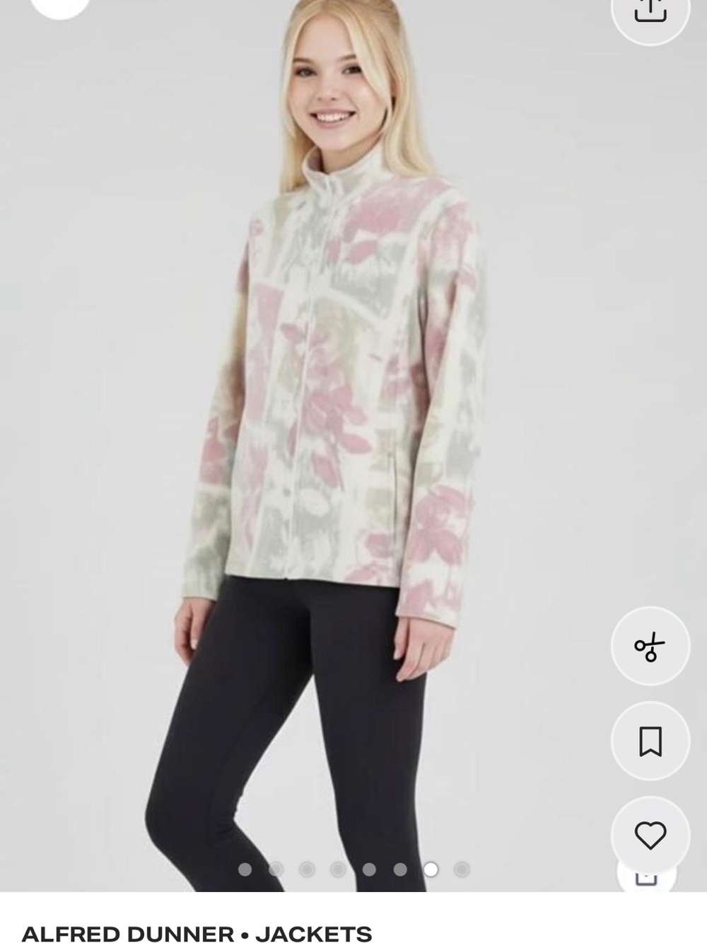 Alfred Dunner Pink & Cream Floral Zip Jacket